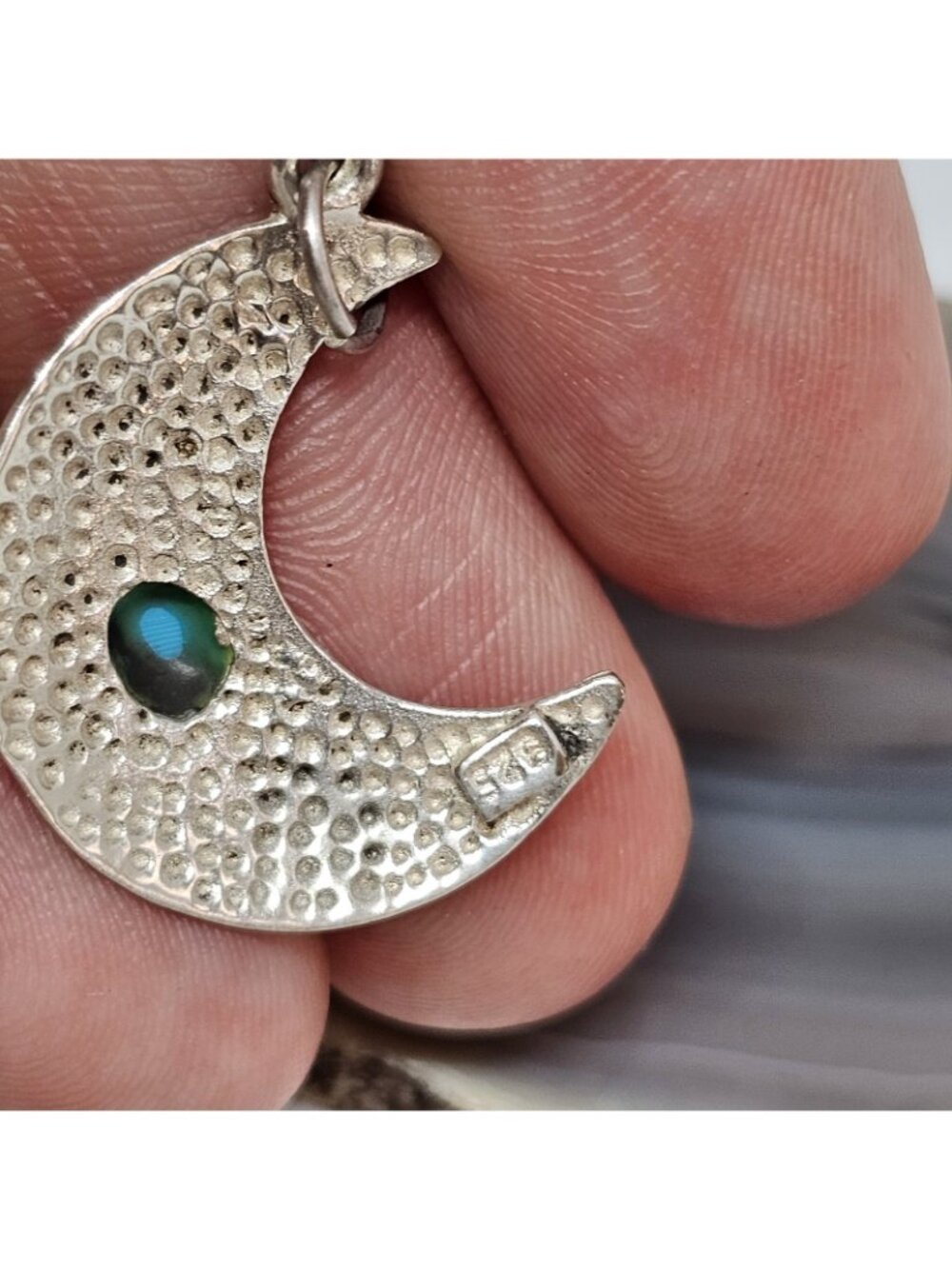 Sterling Silver 925 Crescent Moon Turquoise Stone Charm Pendant Southwestern - Picture 4 of 9